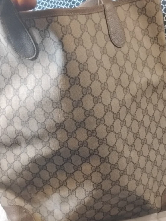 Gucci Beige Brown GG Canvas Tote with Red-Green Web and Gold Hardware - Picture 5 of 5